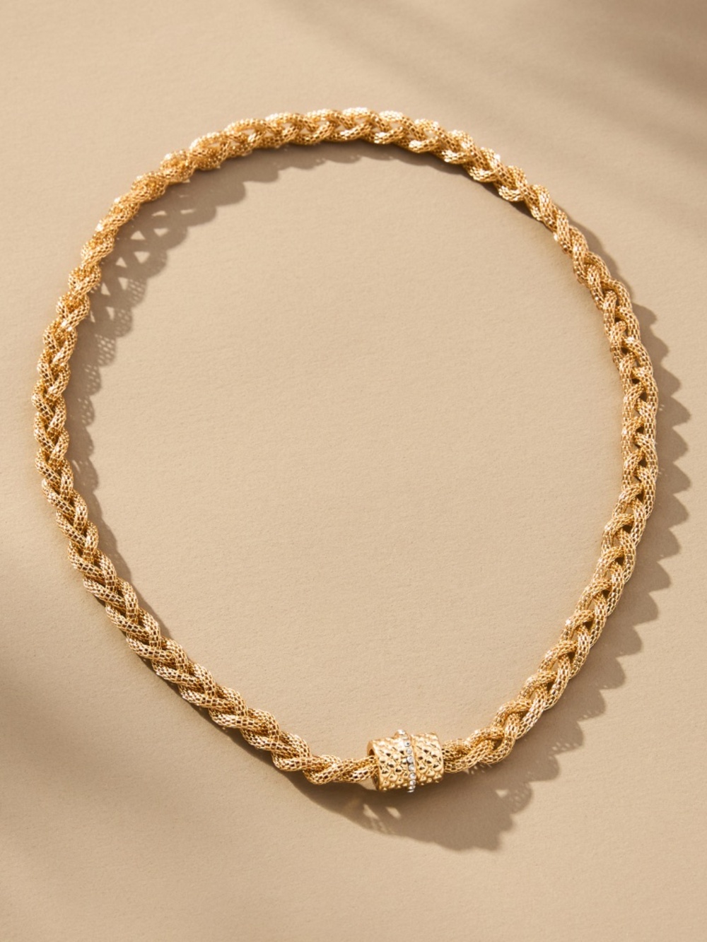 Anthropologie Rope Chain Magnetic Clasp Necklace Gold Size M/L